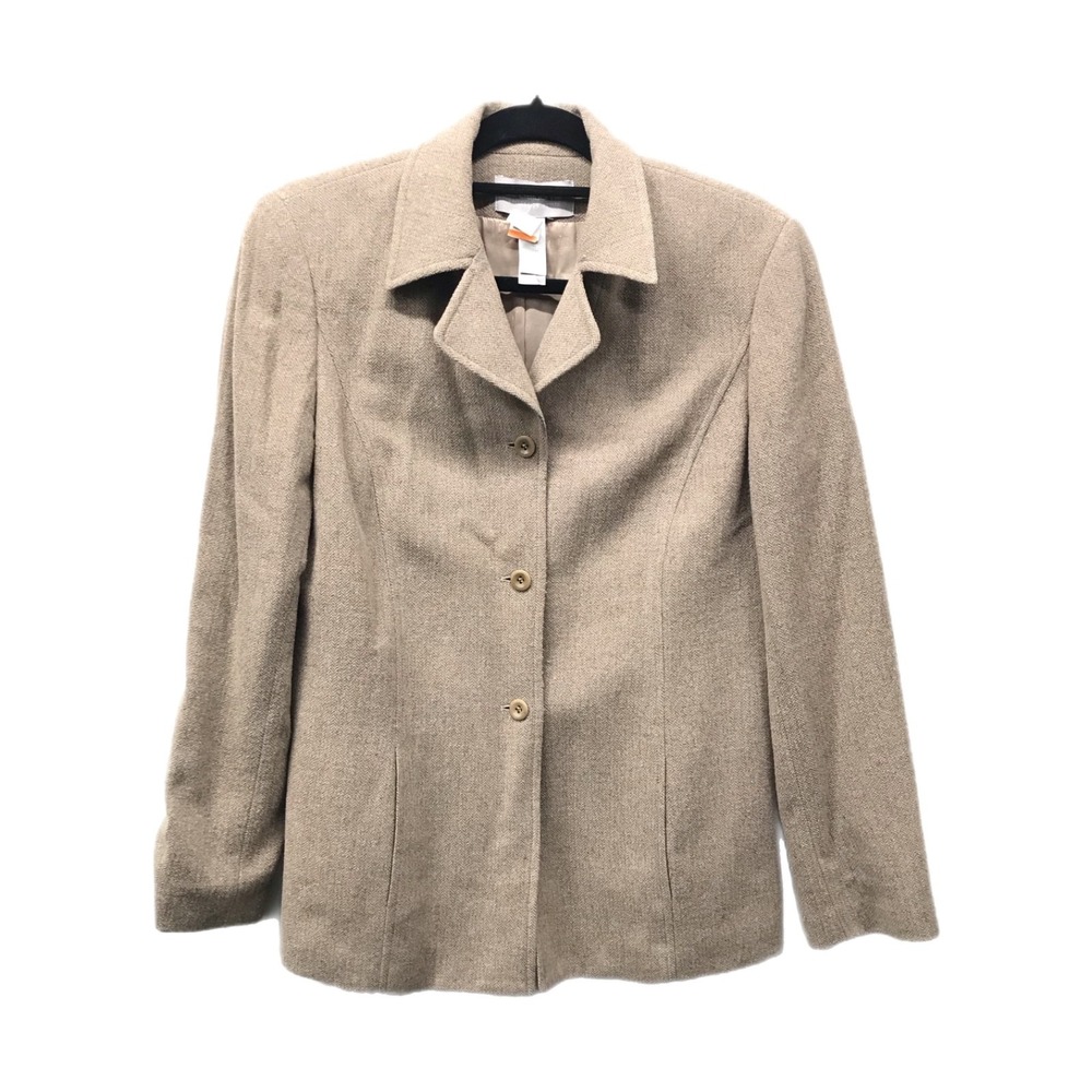 Vintage Liz Claiborne Collection Blazer Women's Petite 10P Tan Wool Blend - Picture 1 of 10